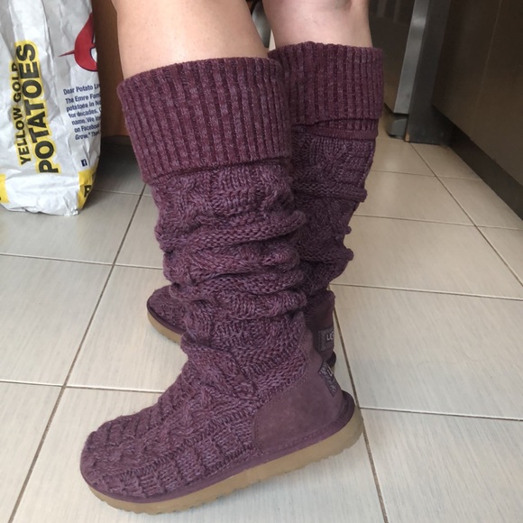 UGG- Over the Knee Twisted Cable Ugg Boots (Rum) Size 7 - Picture 4 of 7